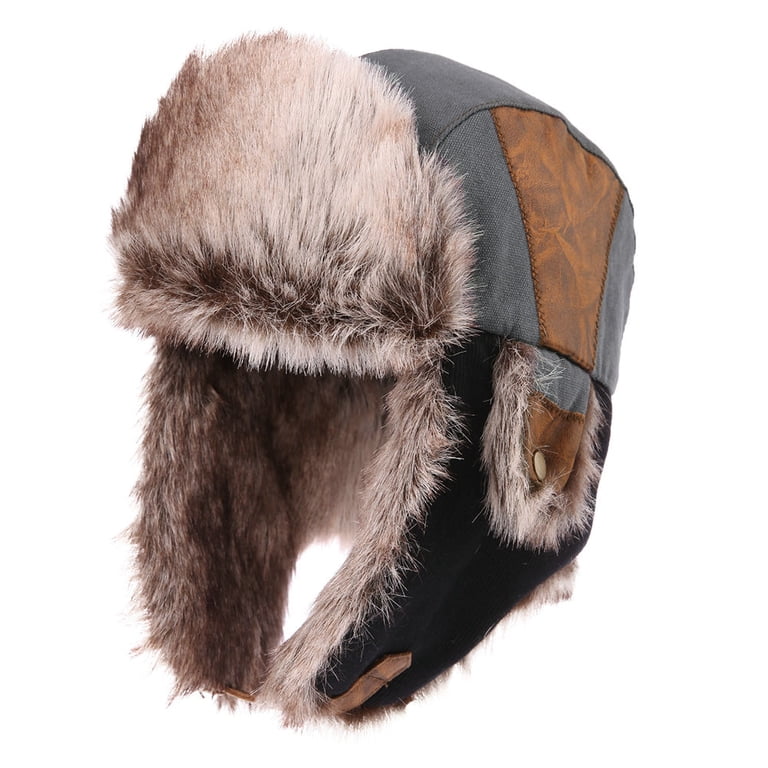 Men's Ushanka Trapper Hat: Warm Eskimo with Brim Winter Hunting