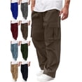 thumbnail image 1 of Men's Utility Cargo Pants Relaxed Fit Straight Leg Solid Color Multiple Pockets Outdoor Workwear Pants, 1 of 9