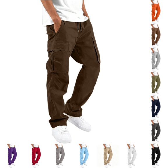 Men's Utility Cargo Pants with Straight Pockets for Work Outdoor Travel