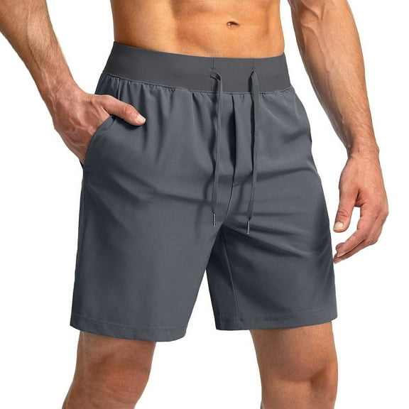 Men's Utility Cargo Shorts Tactical Zipper Pockets Ripstop Fabric Elastic Drawstring Waist Outdoor Workwear Hiking Gardening Durable Short Pants