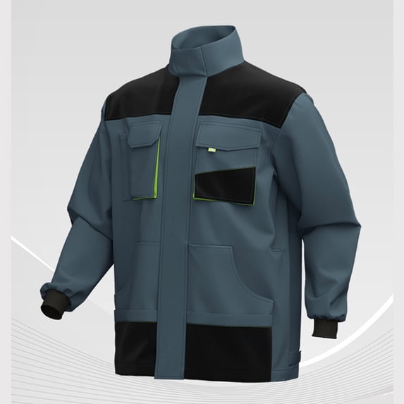 Men's Utility Color Block Jacket Long Sleeve Ribbed Cuffs Casual Fashion Workwear Tops with Multi Pockets (M, Green)