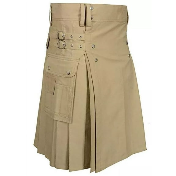 Men's Utility Cotton Cargo Kilt, Stylish & Durable Design with Two Pockets, Perfect for Work, Events & Everyday Wear