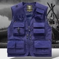 thumbnail image 1 of Men's Utility Fishing Vest Outdoor Summer Lightweight Work Photo Safari Cargo Vest Blue XXXXL, 1 of 6