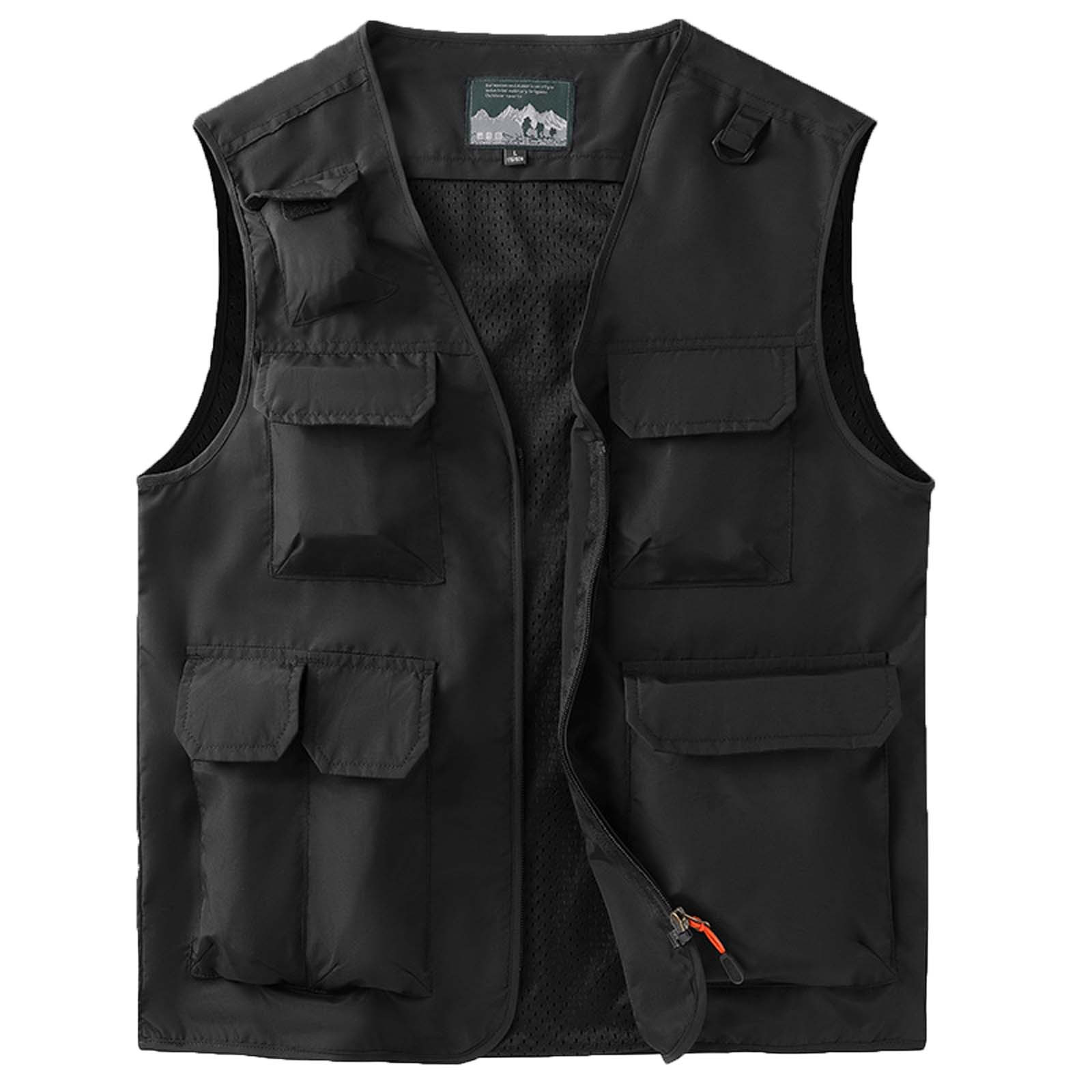 Men's Utility Outdoor Fishing Vest, Big & Tall 2024 Summer Hiking Travel Cargo Vests Jacket with Multi-Pockets
