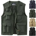 thumbnail image 1 of Men's Utility Outdoor Workwear Vest, Quick Dry Fabric with Multiple Pockets, Mesh Lining and Full Zip V-Neck, Breathable Sleeveless Jacket for Sports, Camping and Casual Use, Big and Tall Size M-5XL, 1 of 8