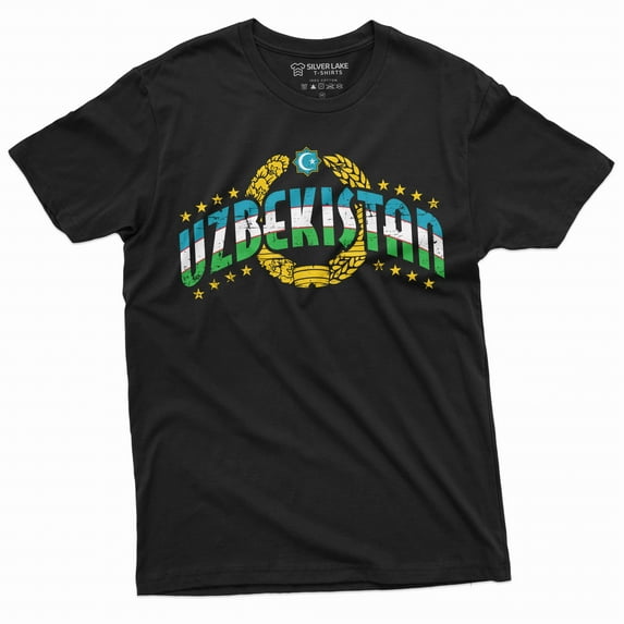 Men's Uzbekistan T-shirt Uzbeki coat of arms country patriotic tee shirt (XX-Large Black)