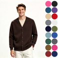 thumbnail image 1 of Men's V Neck Button Knit Cardigan, Long Sleeve Loose Fit Casual Sweater Outwear Tops, Men's Size S-3XL, 1 of 5