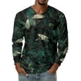 thumbnail image 1 of Men's V-Neck Camouflage Print Long Sleeve T-Shirt Casual Military Style Fashion Top Loose Fit Comfortable Outdoor Shirt,Black,L, 1 of 6