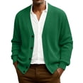 thumbnail image 1 of Men's V Neck Cardigan Sweater Casual Lightweight Button Down Knitted Cardigan Sweater Green 2XL, 1 of 7