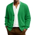 thumbnail image 1 of Men's V Neck Cardigan Sweater Casual Lightweight Button Down Knitted Cardigan Sweater Green S, 1 of 7