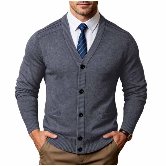 Men's V Neck Cardigan Sweater Casual Lightweight Button Down Knitted Cardigan Sweater M