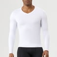 thumbnail image 1 of Men's V Neck Compression Shirt Long Sleeve, Athletic Workout Shirts & Gym Undershirts, Active Sports Base Layer Top for Running, Fitness, Muscle Recovery & Cold Weather White XL, 1 of 10