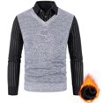 thumbnail image 1 of Men's V Neck Knit Sweater Vest Long Sleeve Layered Look Casual Office Pullover, 1 of 9