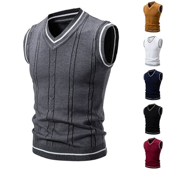 Men's V-Neck Knit Vest with Peach Heart Collar, Unisex Bottoming Shirt, Fashion Couple Outer Wear Layering Piece for Men and Women