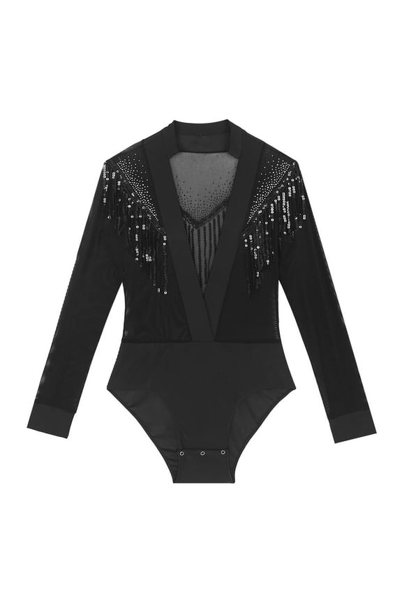 Men's V Neck Latin Modern Dance Leotard Shiny Rhinestone Jazz Rumba Ballroom Shirts Bodysuits Samba Salsa Tango Jumpsuit