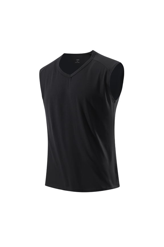 Men's V-Neck Modal Slim Fit Muscle T-Shirt Black S 34"-36"