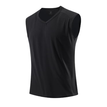Men's V-Neck Modal Slim Fit Muscle T-Shirt Black XL 46"-48"