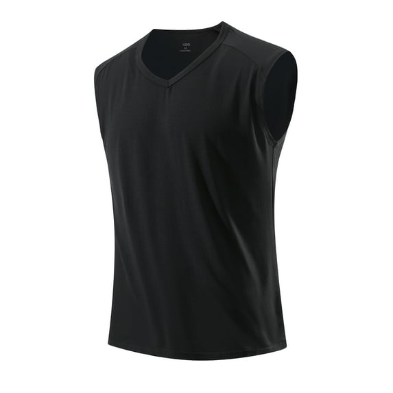 Men's V-Neck Modal Slim Fit Muscle T-Shirt Black XL 46"-48"