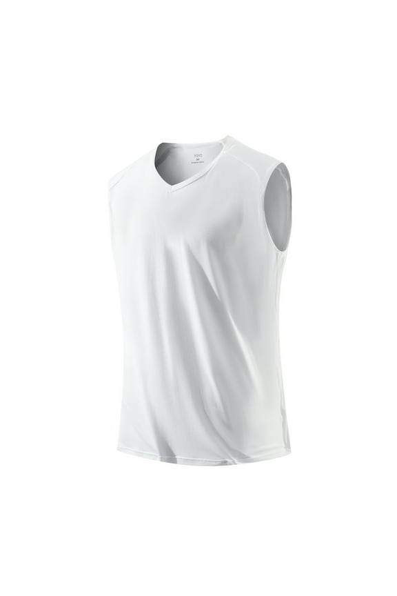 Men's V-Neck Modal Slim Fit Muscle T-Shirt White L 42"-44"