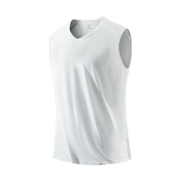 Men's V-Neck Modal Slim Fit Muscle T-Shirt White L 42"-44"