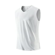 Mens V-Neck Modal Slim Fit Muscle T-Shirt White XL 46"-48"