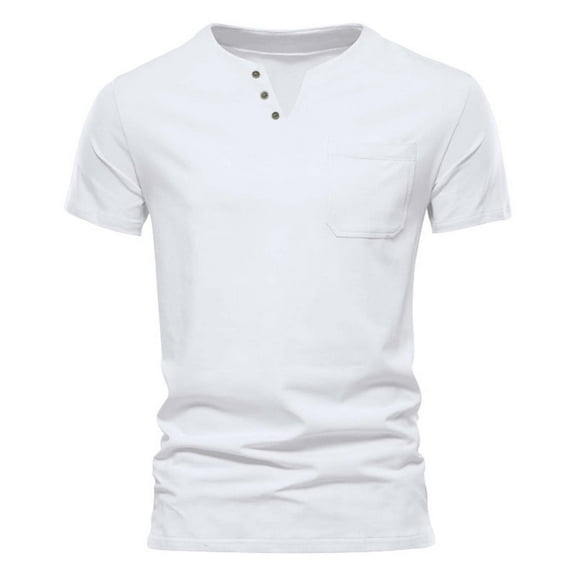 Men's V Neck Pocket T Shirts Slim Fit Short Sleeve Casual Tops for Daily Wear Outdoor Activities Breathable and Comfortable Spring Summer Fashion Mens T-Shirts Graphics Medium Pack Cotton White