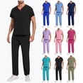 thumbnail image 1 of Men’s V-Neck Scrub Set - Durable Medical Uniform for Doctors/Nurses | Multi-Pocket Workwear with Elastic Waist Pants, 1 of 10