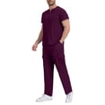 thumbnail image 1 of Men’s V-Neck Scrubs Set Short Sleeve Scrub Tops and Scrub Pants Breathable Nursing Medical Uniform Work Sets with Pockets, 1 of 1
