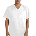 thumbnail image 1 of Men's V Neck Scrubs Tops Short Sleeve Solid Classic Fitted Scrub Shirts Nursing Medical Uniform Breathable Tee Tops with Pockets, 1 of 6