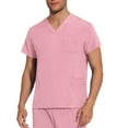 thumbnail image 1 of Men's V-Neck Short Sleeve Scrub Top Shirt, Men's Solid Color V-neck Pocket Caregiver Short Sleeved Nurse Uniform Blouses Multi-Pocket Work Uniform, 1 of 9