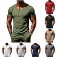 thumbnail image 1 of Men's V-Neck Short Sleeve T-Shirt, Moisture Wicking Mesh Breathable Athletic Tee, Slim Fit Casual Workout Top for Gym & Daily Wear Army Green, 1 of 9