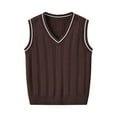 thumbnail image 1 of Men’s V Neck Sleeveless Cable Knit Sweater Vest Classic Ribbed Hem Pullover Lightweight Soft Knitwear Casual Style, 1 of 7