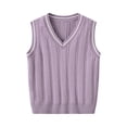 thumbnail image 1 of Men’s V Neck Sleeveless Cable Knit Sweater Vest Classic Ribbed Hem Pullover Lightweight Soft Knitwear Casual Style, 1 of 7