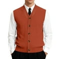 thumbnail image 1 of Men's V-Neck Sleeveless Knit Cardigan Vest with Button Closure and Checkered Pattern Ginger 2XL, 1 of 4