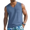 thumbnail image 1 of Men's V-Neck Sleeveless Quick-Dry Sports T-Shirt, Muscle Cotton Shirts, Summer Athletic Casual Basic Tees with Pocket, M, 1 of 8