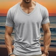 thumbnail image 1 of Men's V-Neck Slim Fit T-Shirt, Soft Cotton Short Sleeve Top, Casual Athletic Tee for Everyday Wear, Burgundy, 1 of 8