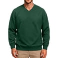 thumbnail image 1 of Men's V Neck Sweatshirt Casual Long Sleeve Solid Color Pullover Fall Winter Warm Sweatshirts Fashion Pullovers Yop Dark Green L, 1 of 6