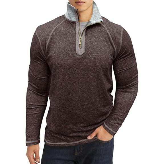 Men's V Neck Sweatshirts Quarter Zip Sweat Shirts Mock Neck Pullover Long Sleeve Solid Color Fleece Sweatshirt 1/4 Zipper Regular Fall Winter Turndown Collar Top