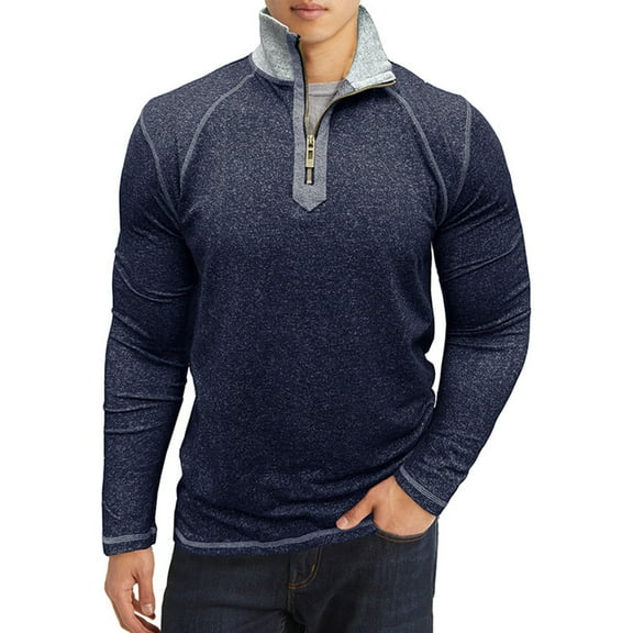 Men's V Neck Sweatshirts Quarter Zip Sweat Shirts Mock Neck Pullover Long Sleeve Solid Color Fleece Sweatshirt 1/4 Zipper Regular Fall Winter Turndown Collar Top