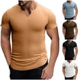 thumbnail image 1 of Men's V-Neck T-Shirt 2 Pack Quick Dry Athletic Short Sleeve Casual Moisture Wicking Elastic Sports Tee Breathable Running Gym Workout Summer | Zenithor,Black L, 1 of 7