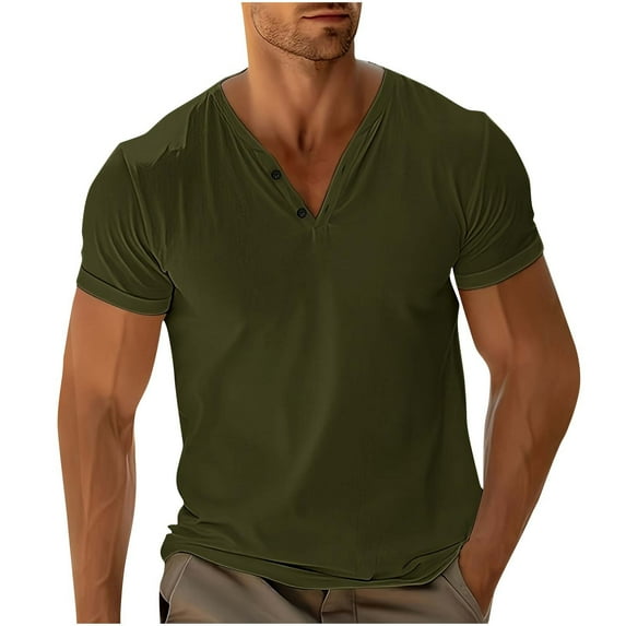 Men's V Neck T Shirt, Cotton Short Sleeve Top for Casual Wear and Light Workout, Soft Breathable Tee