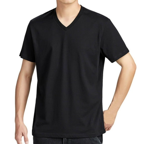 Men's V-Neck T-Shirt - Cotton Soft Classic Fit Tee, Breathable Moisture Wicking for Casual Workout