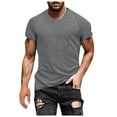 thumbnail image 1 of Men's V Neck T Shirt European Style Solid Color Casual Sports Tee Short Sleeve Comfortable Pullover Undershirt Men's Tops T-Shirt Casual Crew Neck Loose, 1 of 5