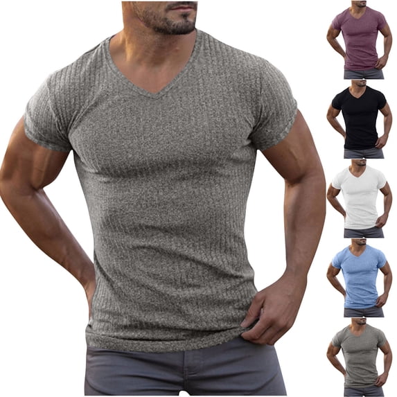 Men's V Neck T-Shirt Polyester Spandex Quick Dry Training Tee, Short Sleeve Athletic Fit, Moisture Wicking Breathable Performance Top, Gym Workout Running Casual | Zenithor,White L