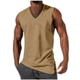 thumbnail image 1 of Men's V Neck Undershirts Summer Sleeveless Tank Top Loose A-Shirts Quick Dry Muscle Tees for Gym Workout Khaki M, 1 of 6