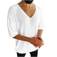 thumbnail image 1 of Men's V-neck sweatshirt casual plaid short-sleeved pullover loose knit shirt, 1 of 5