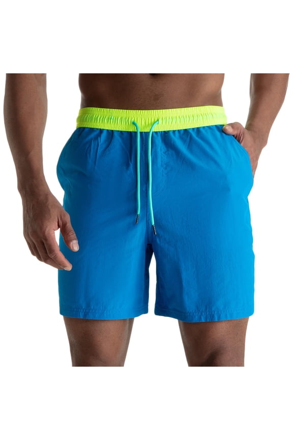 Men's Vacation Beach Shorts Summer Quick Dry Board Shorts Elastic Waist Drawstring Casual Color Block Bermuda Short Pants for Water Sports