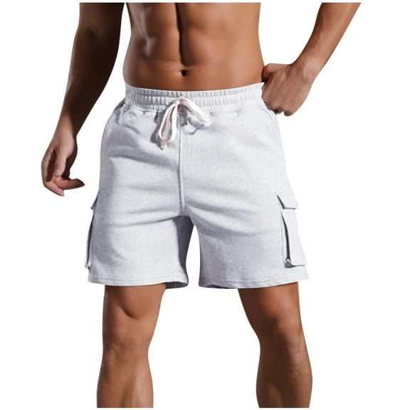 Men's Vacation Jogging Shorts Drawstring Elastic Waist Lightweight Summer Beach Short Relaxed Fit Casual Shorts White XXL