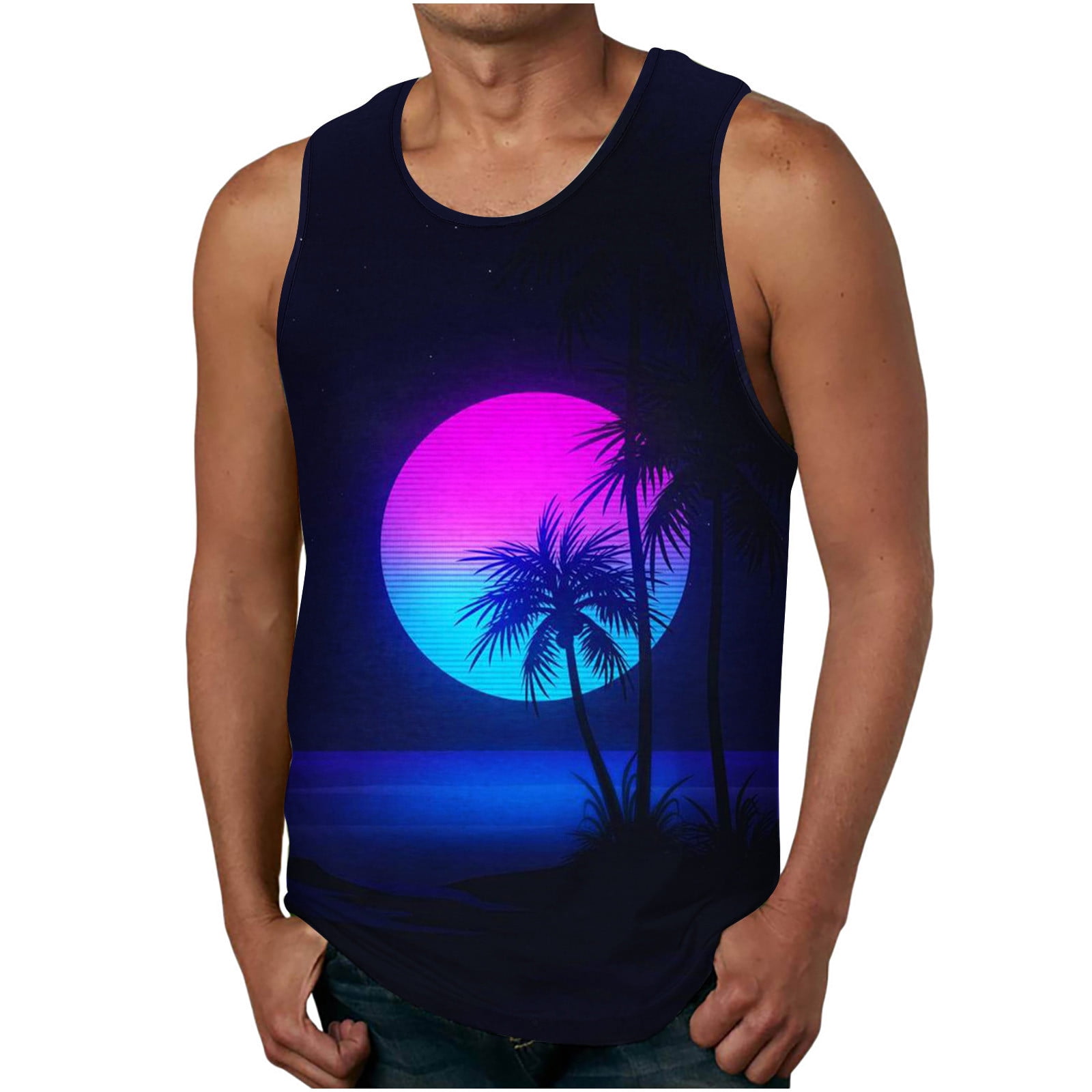 Men's Vacation Tank Tops,Palm Tree Tanks Tops for Mens Cool Printed ...