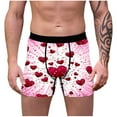 thumbnail image 1 of Men's Valentine's Day Heart Print Underwear Comfortable Stretch Boxer Briefs, Festive Soft Underwear, 1 of 8